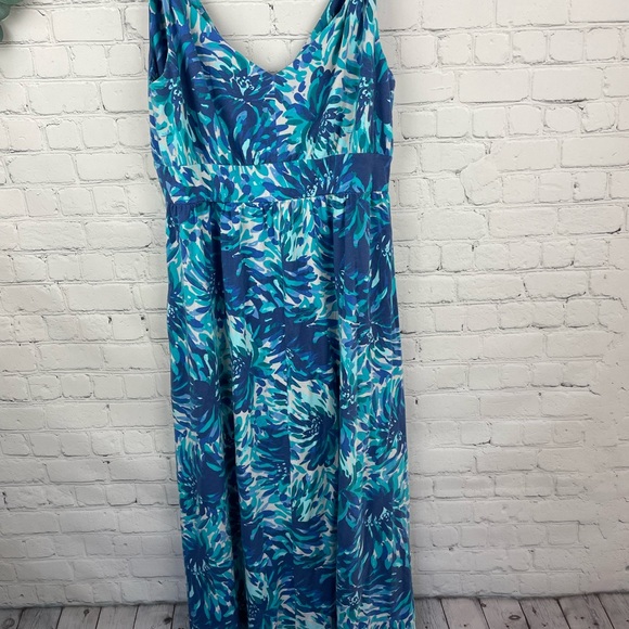 GARNET HILL Floral Sleeveless Faux Wrap Knit Cotton Blend Maxi Dress size 12 - Picture 7 of 9